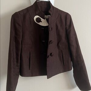 Chloe Chocolate Brown Blazer with Ivory Detail